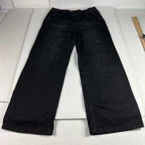Oat New York Jeans Women's 32x29* High Rise Wide Leg Black Faded Denim Tag 30